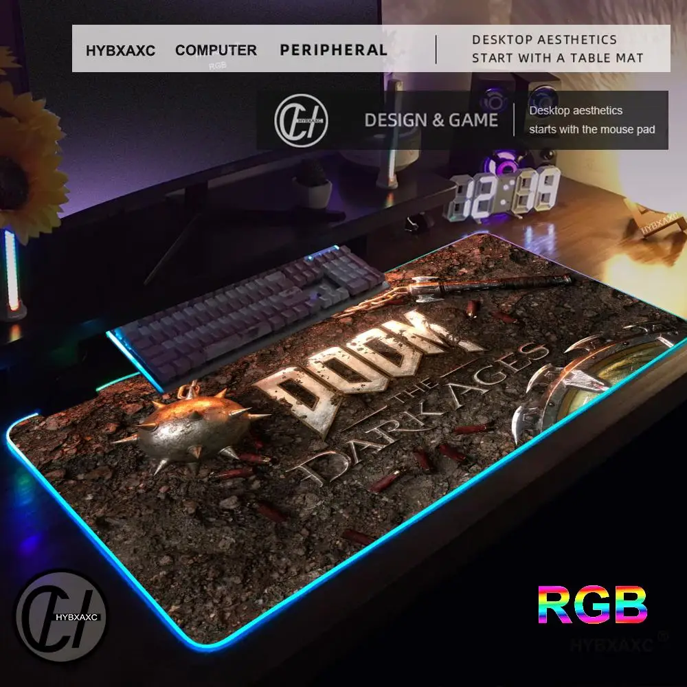 

HD RGB accessories Desk Mat Popular games D-Doom Mousepad Large Gaming Mouse Pad LockEdge Computer Keyboard Table DeskMat XAXC