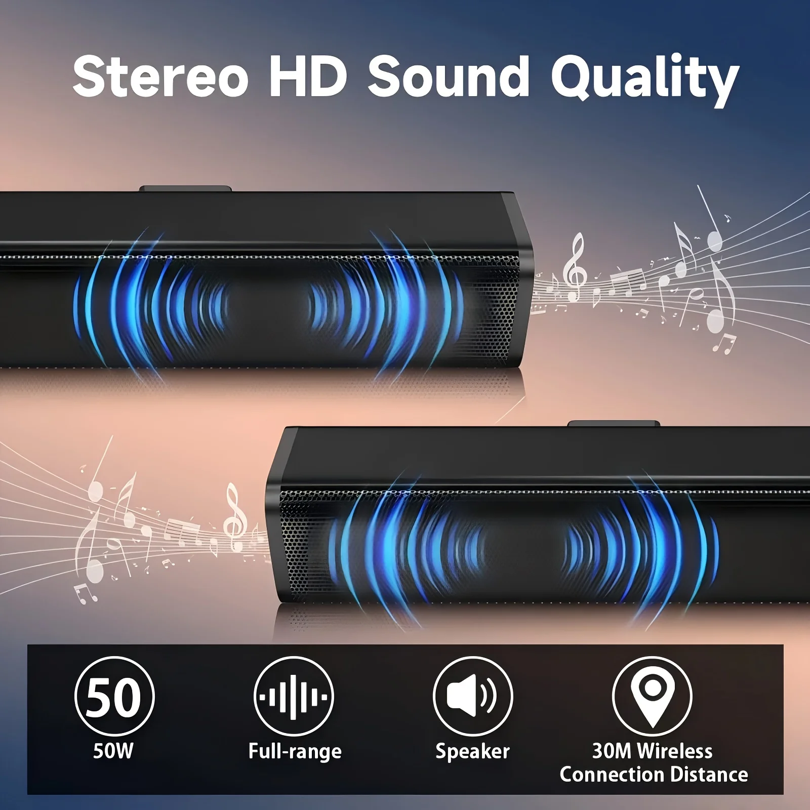 Altavoz de barra inalámbrico H8 20W 3D para cine en casa, estéreo, alta calidad, tarjeta USB/Tf/mismo eje, inalámbrico/con cable, con puerto USB tipo C, batería de litio serie 18650, cargador no incluido de 2000 Mah, adecuado para TV, reproductor de DVD, teléfono inteligente, tableta y computadora