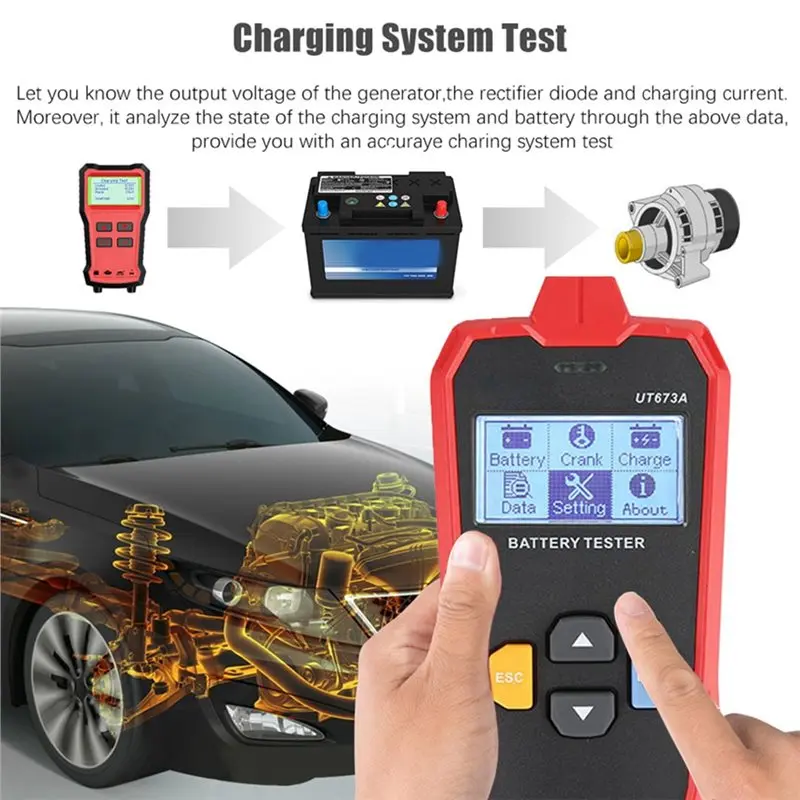 UT673A Car Battery Tester Charging Scanner Tool Analyzer Charger Voltage Test Battery Tester