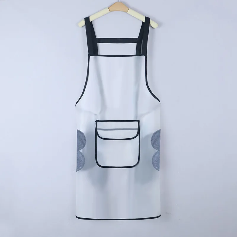 TPU Waterproof and Oil-proof Apron Hair Salon Transparent Cooking Belt Pocket Work Clothes Can Wipe Hands Fashion Apron