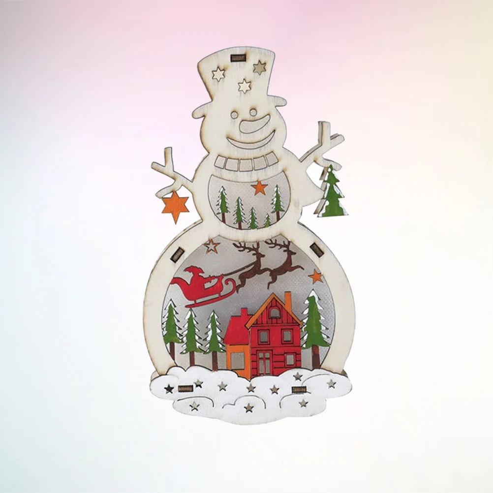 

Ornament Wooden Lighting Ornaments Christmas Window Snowman Xmas Party Desktop Decors