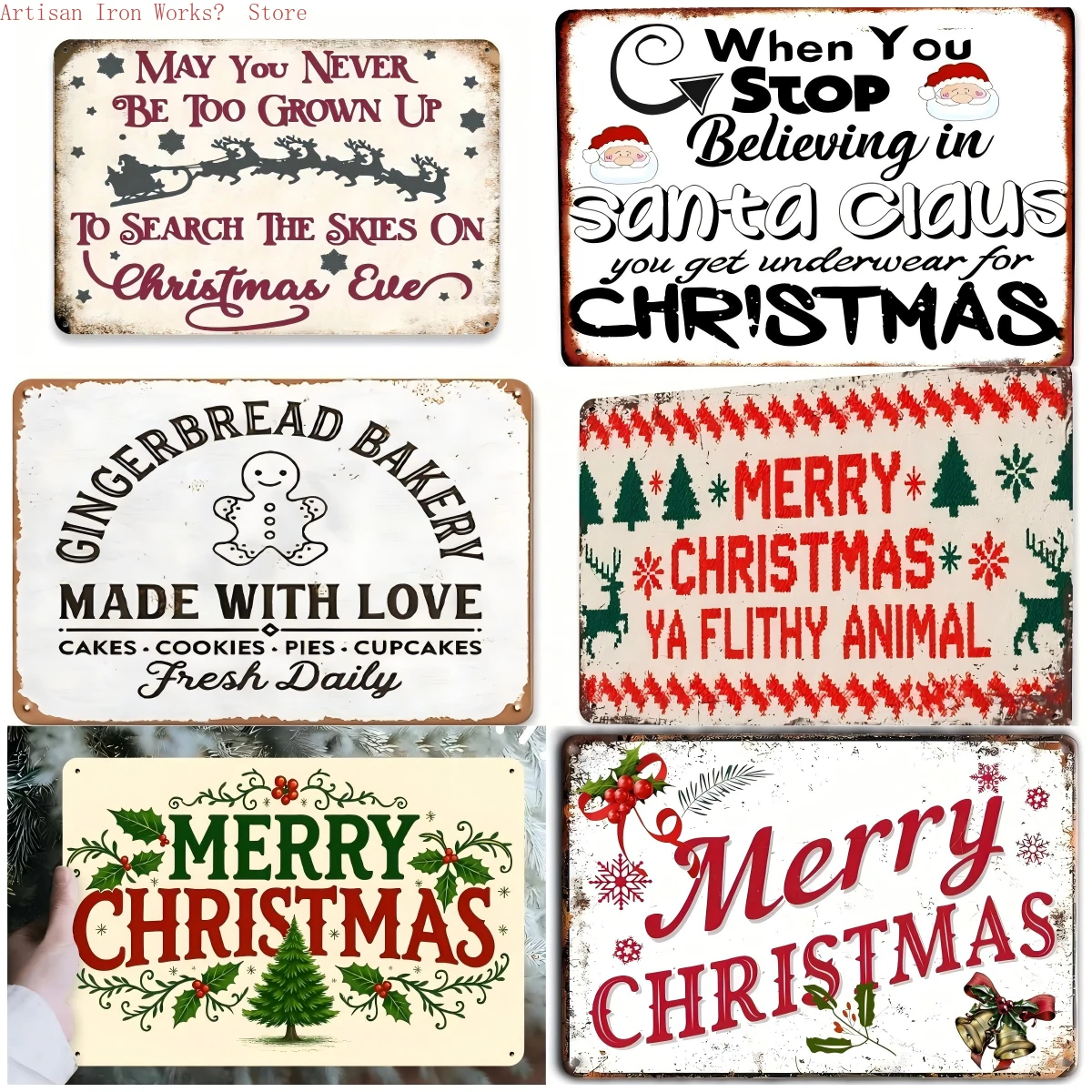 Vintage iron Signs  Merry Christmas Poster  Cakes Music Box Christmas Tree Metal Plaque Bakery Candy Shop Wall Decor