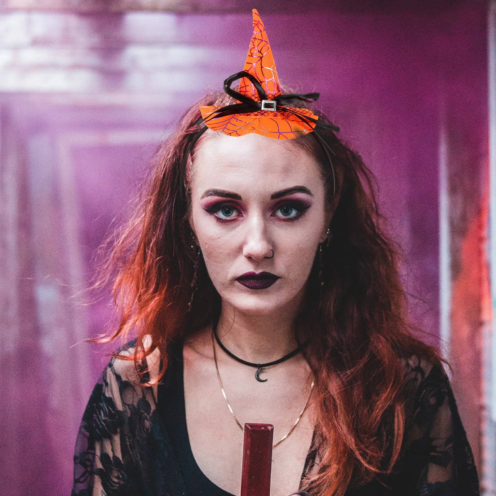 

Witch Hat Clasp Halloween Headwear Felt Witch Headb Cloth Costume Accessory Pointy Hat Comfortable Lightweight