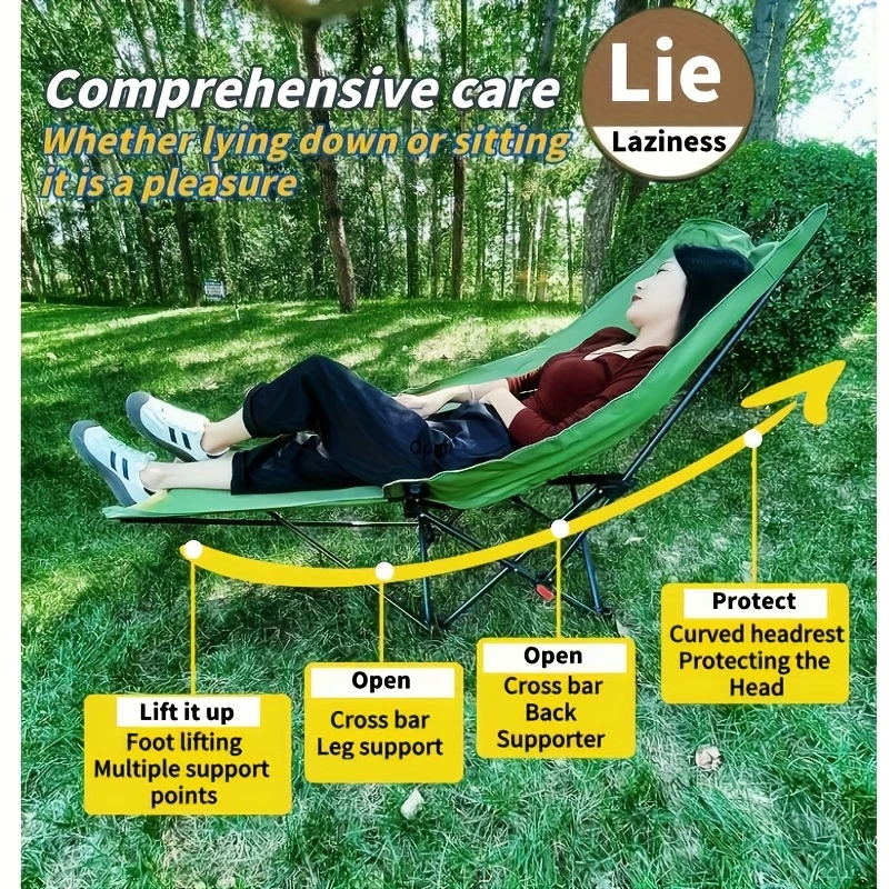 1 PCS 4 Position Adjustable Camping Chair With Footrest Portable Folding Chair For Outdoor Fishing Beach Travel Picnic Relax image 6
