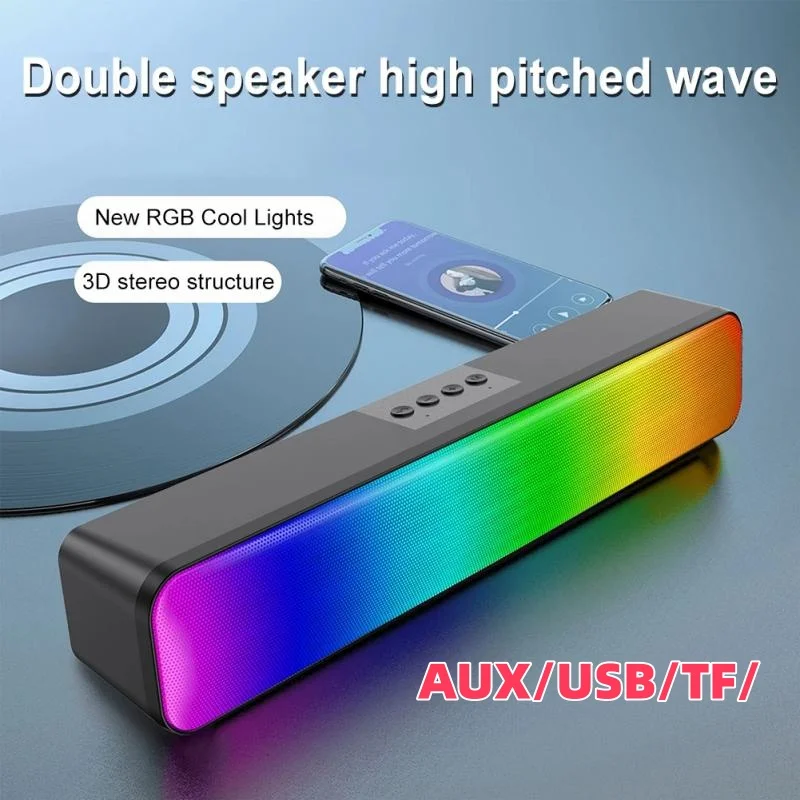 3D Computer Speaker Bar Stereo Sound Subwoofer Bluetooth Speaker For PC Laptop Notebook Music Player Wireless Loudspeaker RGB