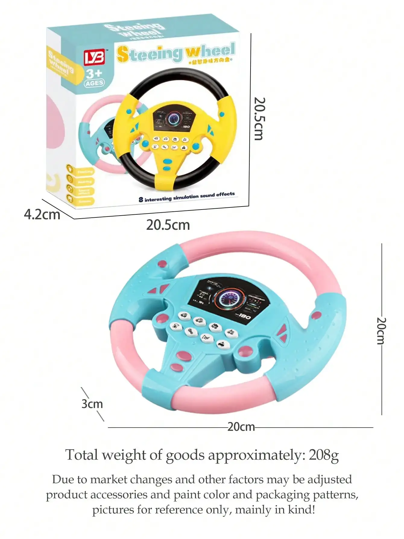 Simulation Driving Steering Wheel Toy Sound Light Effect Oretend Driving Game Early Educational Gift for Children