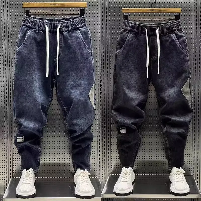 

Men's Harajuku Sle Loose Fit Casual Jeans Tapered Pants Polyester Fabric Patchwork Workwear Autumn Winter Large Size