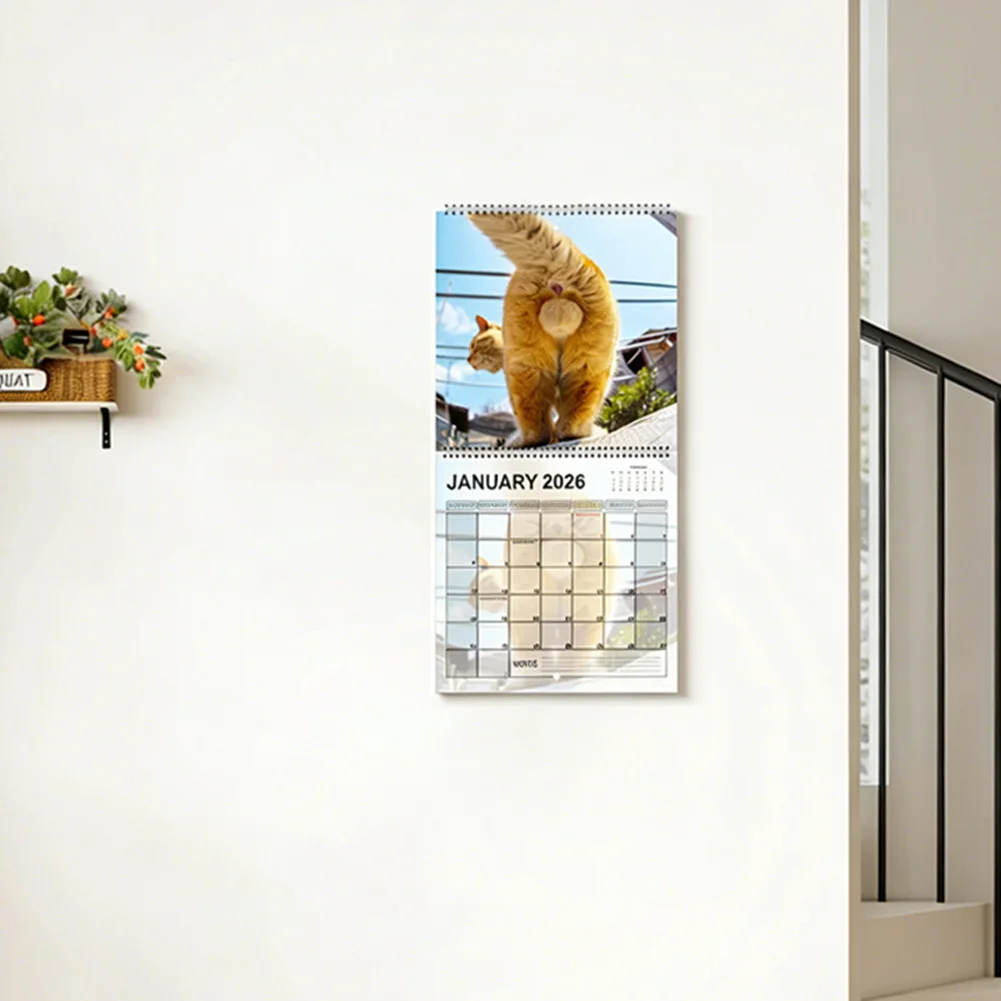 2026 Calendario di testa di gatto Simpatico calendario da parete a tema gatto divertente Decorazioni per la casa accoglienti e coinvolgenti Illustrazioni divertenti per la giunta quotidiana
