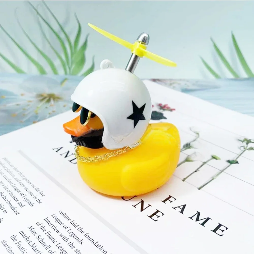 For Car car ornaments ornaments little yellow duck wearing helmet sunglasses propeller duck car cute decorative pendant