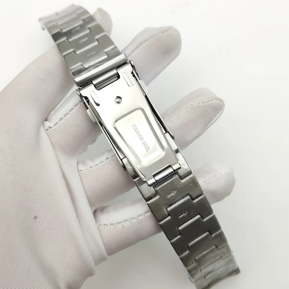 Correa de acero inoxidable para reloj de hombre, accesorio de 20cm, 22mm de ancho, correa de cuentas triples