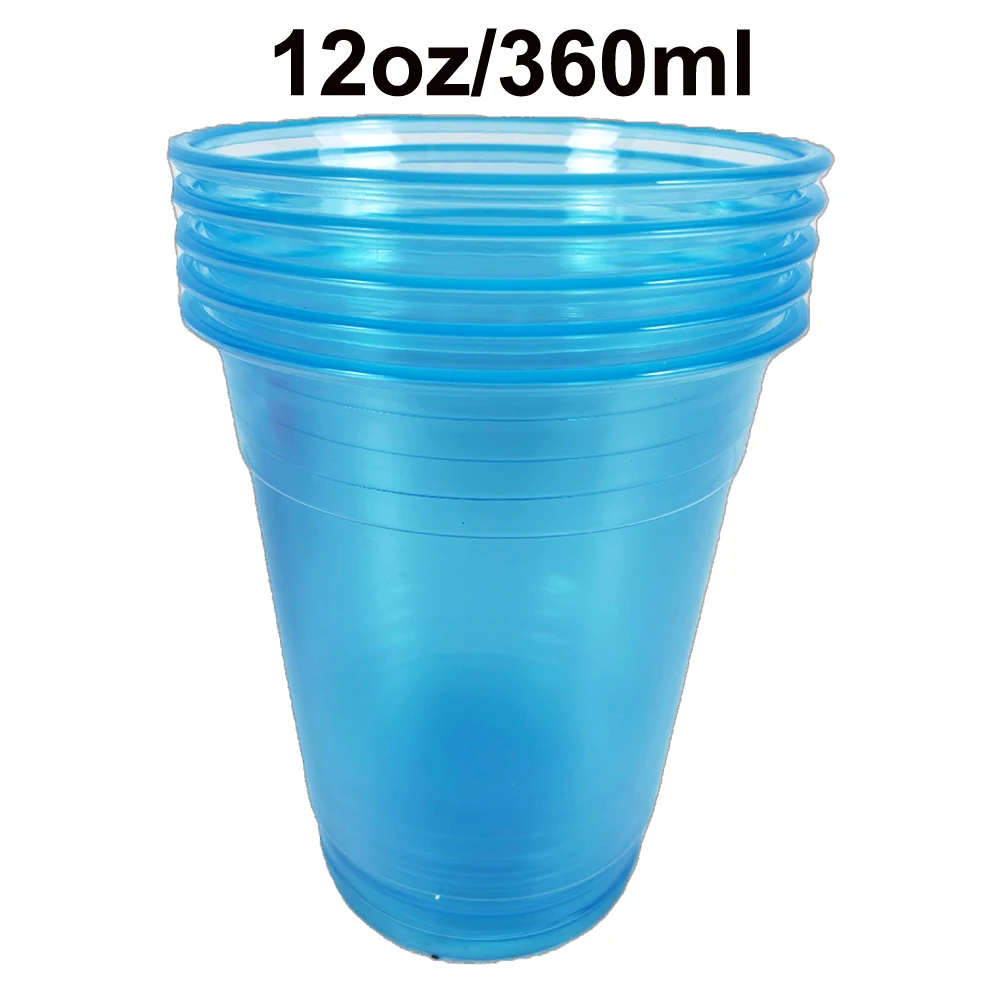 20–200 Stück, 12 Unzen, neonfarben, einfarbig, Einweg-Kunststoffbecher, rosa, orange, blau, grün, Eis-Kaffeetasse, durchsichtiger Kunststoffbecher, leuchtet im UV – Detail 5