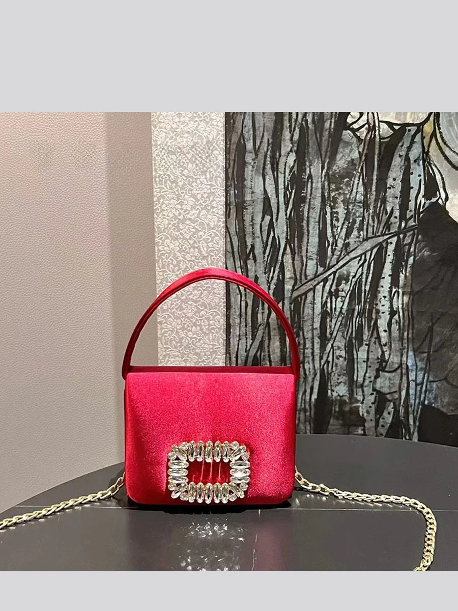 

Sparkling Silk Diamond UGALS Square Bag Evening Party Glittering Handbag Crossbody Bag Fashionable Ladies Purse