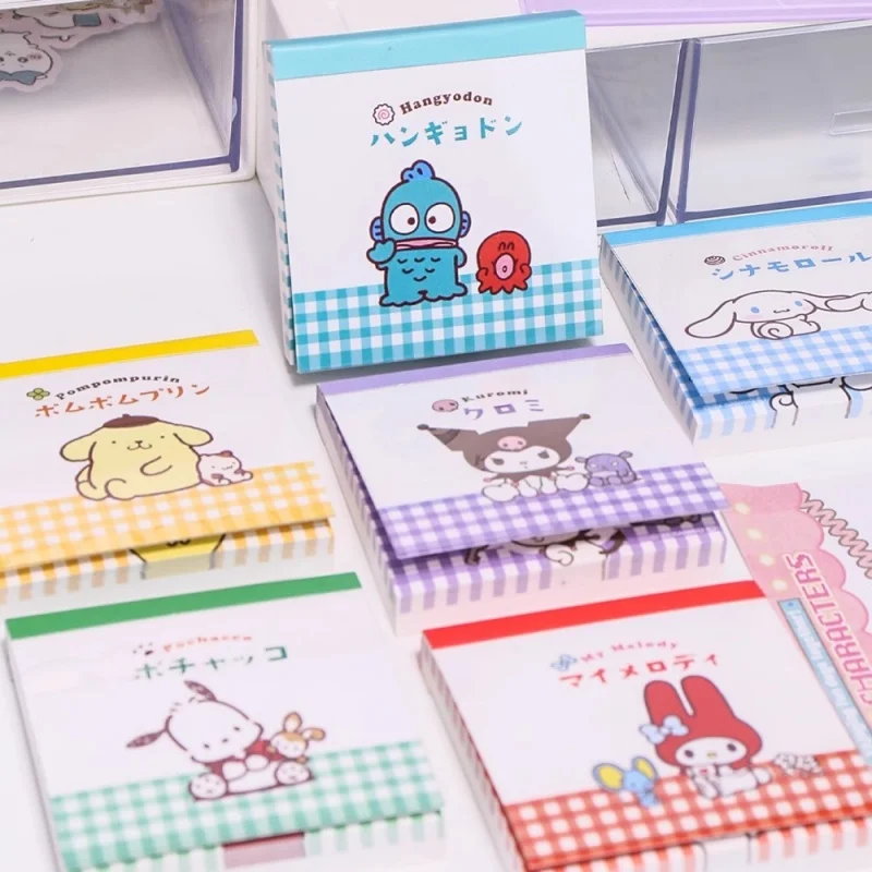 Sanrio Kawaii Melody Kuromi Cinnamoroll Kitty Memo Pad Sticky Notes Stationery Label Notepad Planner Sticker Post School Supply