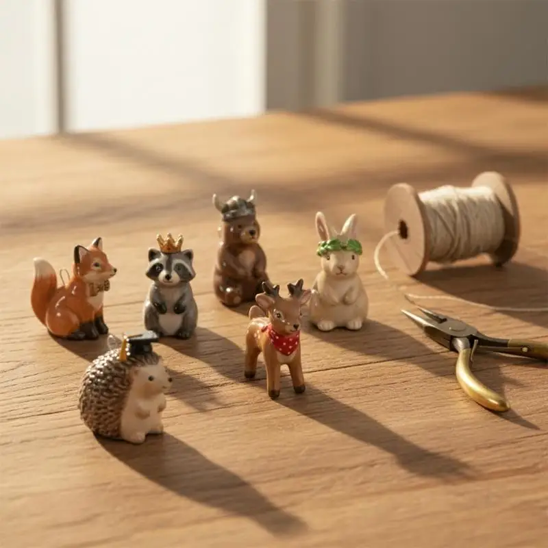 Cute DIY 3D Animal Pendant Necklace Dog Fox Squirrel Brown Bear Charms Fashion Handmade Jewelry for Party Daily Wear Accessories