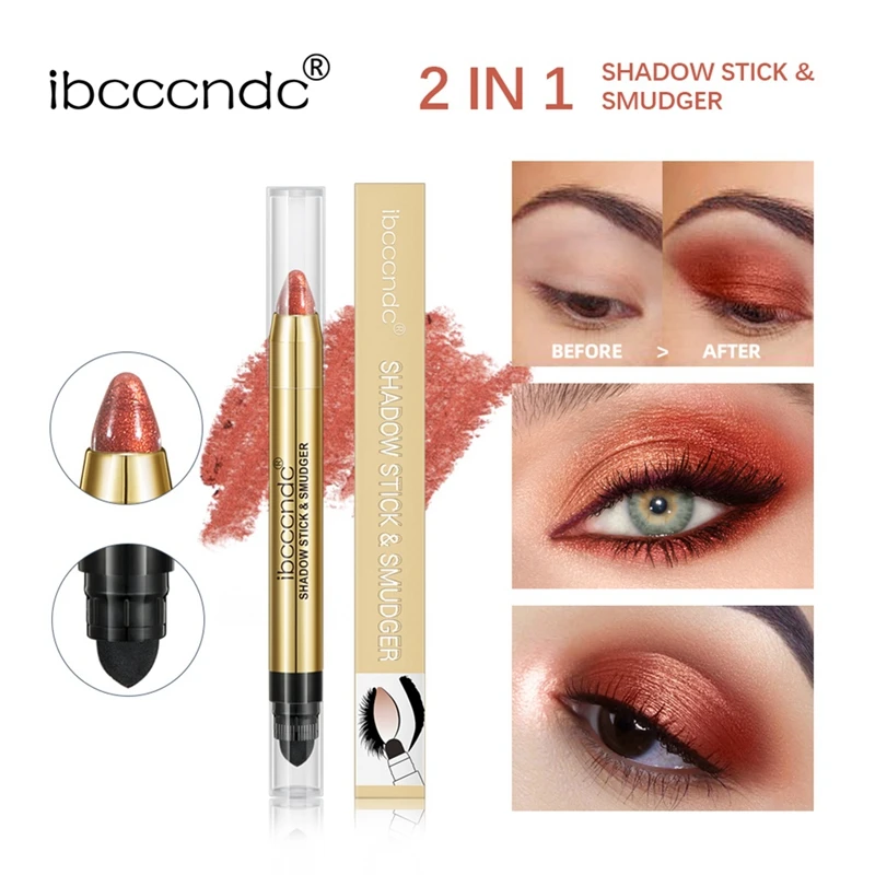 Ibcccndc Dubbele Kop Matte Kleur Oogschaduw Pen Liner Potlood Glitter Metallic Oogschaduwstok Heldere Ogen Make-Up