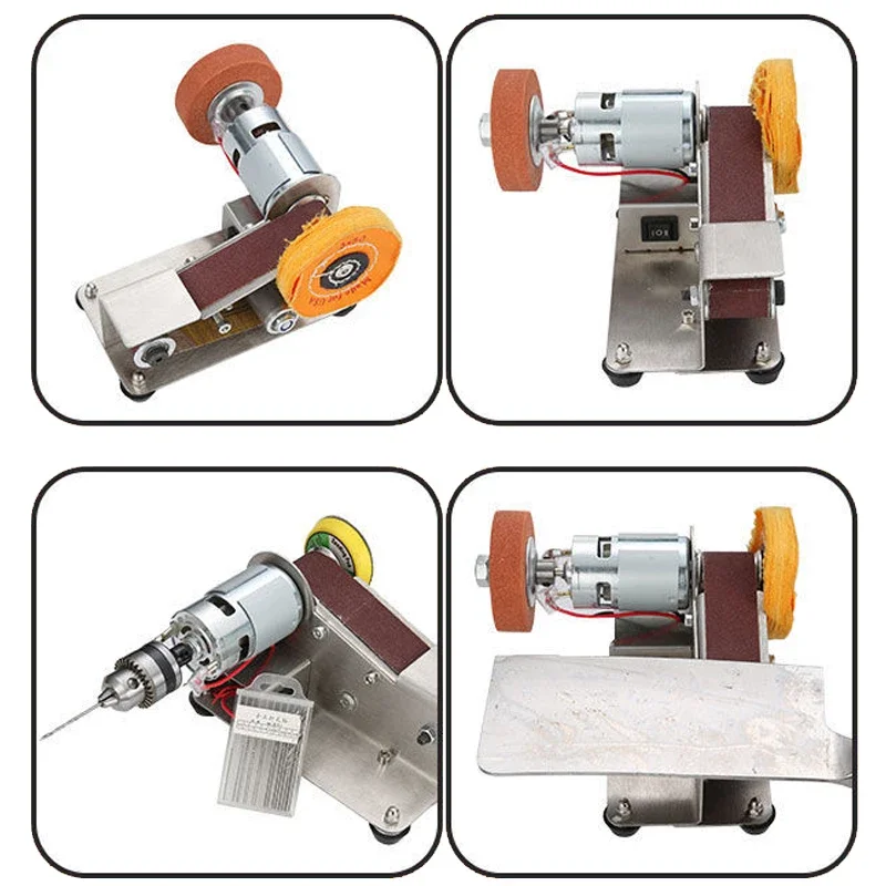 110V/220V Mini Electric Belt Sander DIY Polishing Grinding Machine Cutter Edges Sharpener Multifunctional Grinder Power Tool