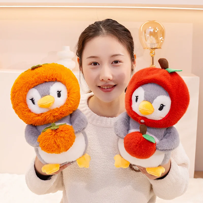 

28cm Adorable Cartoon Anime Fruit Penguin Plush Toy Cute Persimmon Apple Penguin Stuffed Toy Sleep Mate Doll Kid Mate Gift