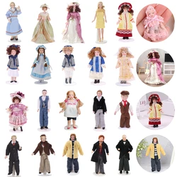 1/12 Dollhouse Miniature Porcelain Doll People Model Beautiful Youth Boy Girl Decor Doll House Toy