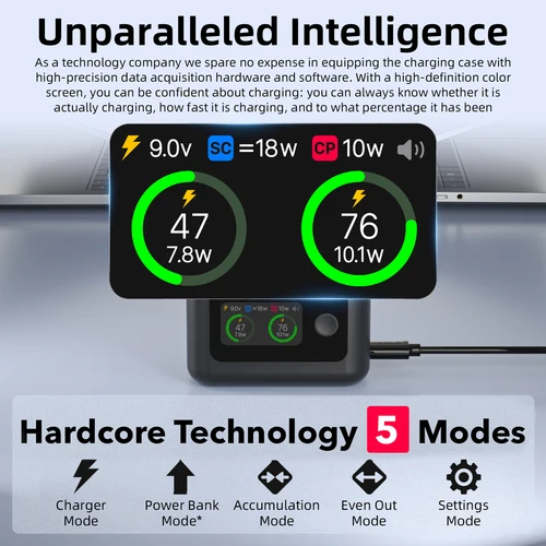 Imagen 2 del producto Cargador de batería para accesorios Insta360 X5, estuche de carga rápida dual de 27 W con pantalla LCD, concentrador de cargador bidireccional inteligente