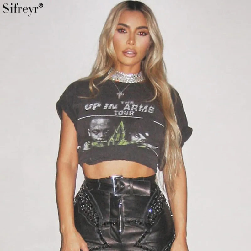 

Sifreyr простая Базовая модная футболка Персонализированная уличная мода буквы 3D Принт Приталенный короткий рукав Повседневный открытый пупок Топ