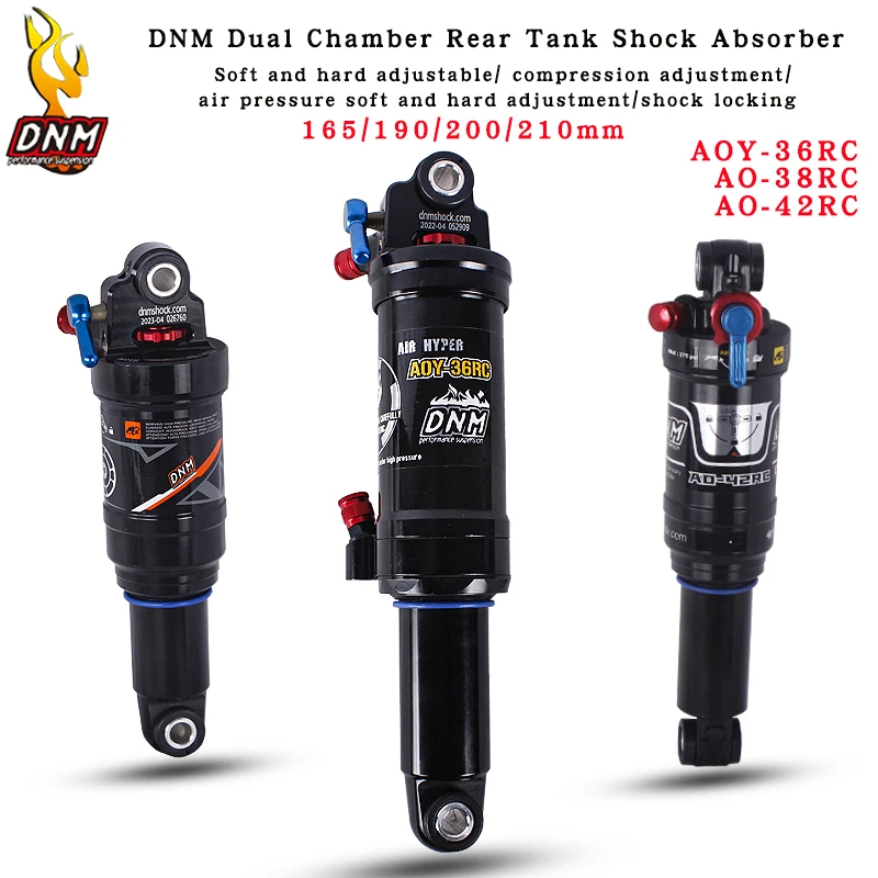 DNM-Mountain Bike Air Rear Shock MTB Downhill Bicycle Manual Control with Lockout AOY-36RC 38RC 42RC 165mm 190mm 200mm 210mm