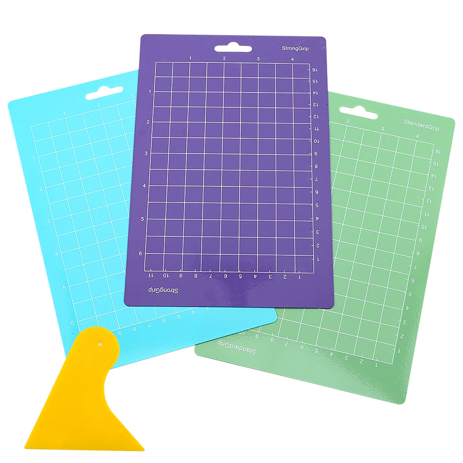 3pcs With Shovel Grid Lines Plastic Reusable Easy Clean Lightweight Adhesive Non Slip Rectangle Replacement Cutting Mat Set