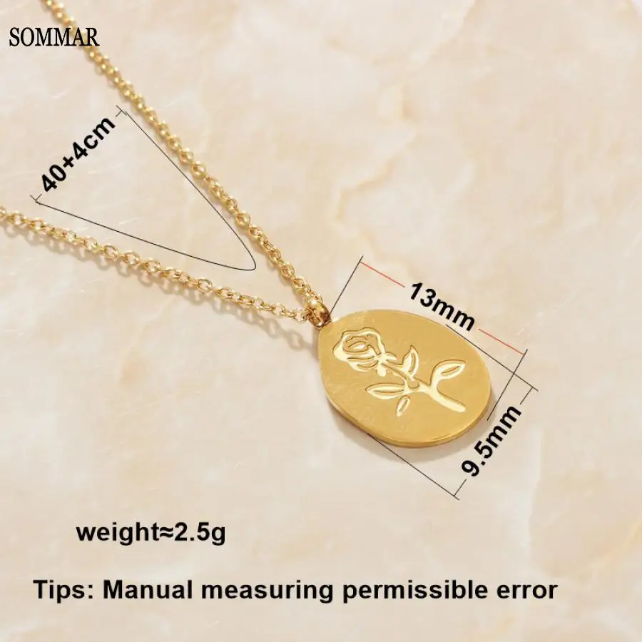 SOMMAR 2021 trend316L Stainless steel large Gold color necklaces & pendants for female Hacienda rose tattoo choker jewelery