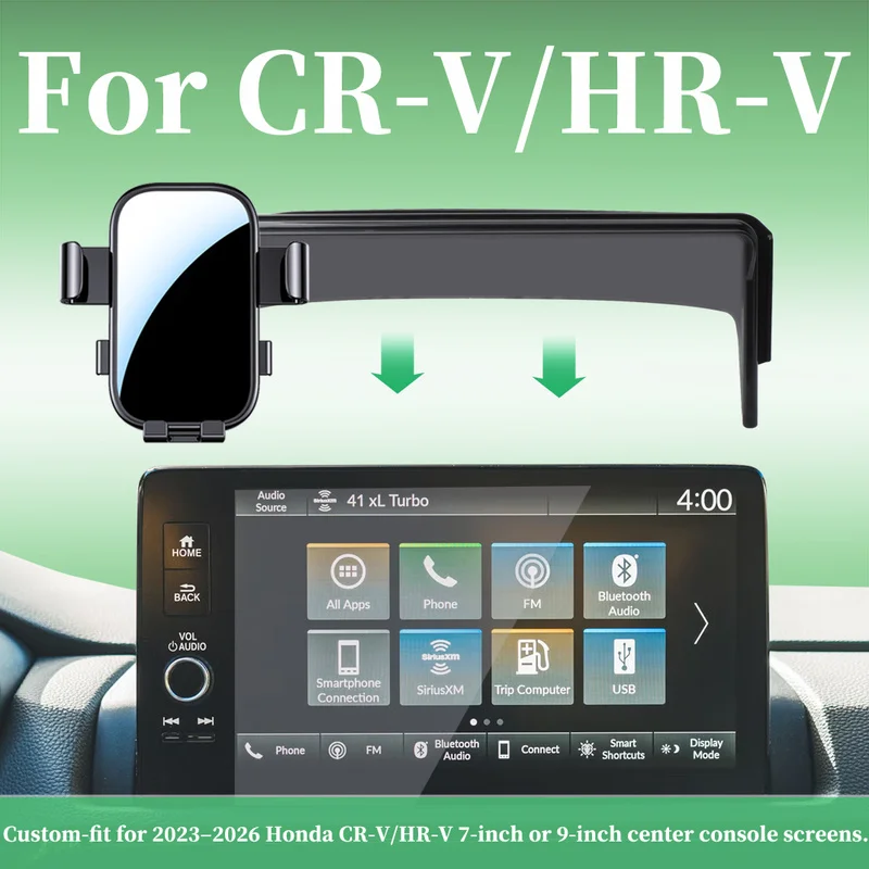 Car phone mount for 2017–2026 left-hand drive Honda CR-V/HR-V; compatible with 5-inch, 7-inch, and 9-inch center displays.