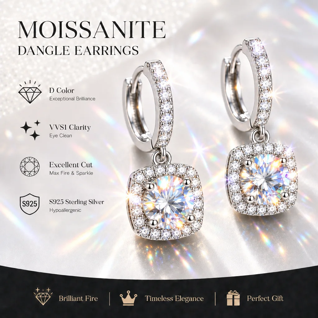 18K vergoldete Moissanit-Ohrringe mit GRA-Zertifikat, S925 Silber, für Damen, funkelnde Geschenke zum Jahrestag, Party, Verlobung – Detail 5