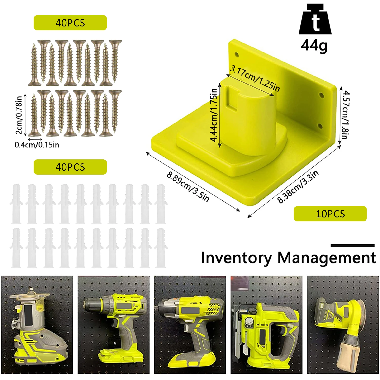 

10 шт. новый настенный держатель для Ryobi 18 В, стеллаж для хранения электроинструментов, прочный и долговечный, простая установка для мастерской, гаража, зеленый цвет
