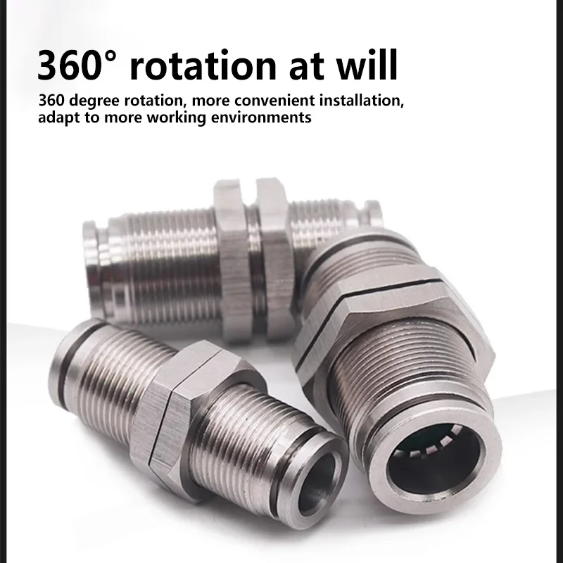 Acoplamiento rápido neumático de Metal, accesorio de acero inoxidable PM 304, 10 piezas, 4, 6, 8, 10, 12, 14, 16mm, Conector de manguera de aire de empuje