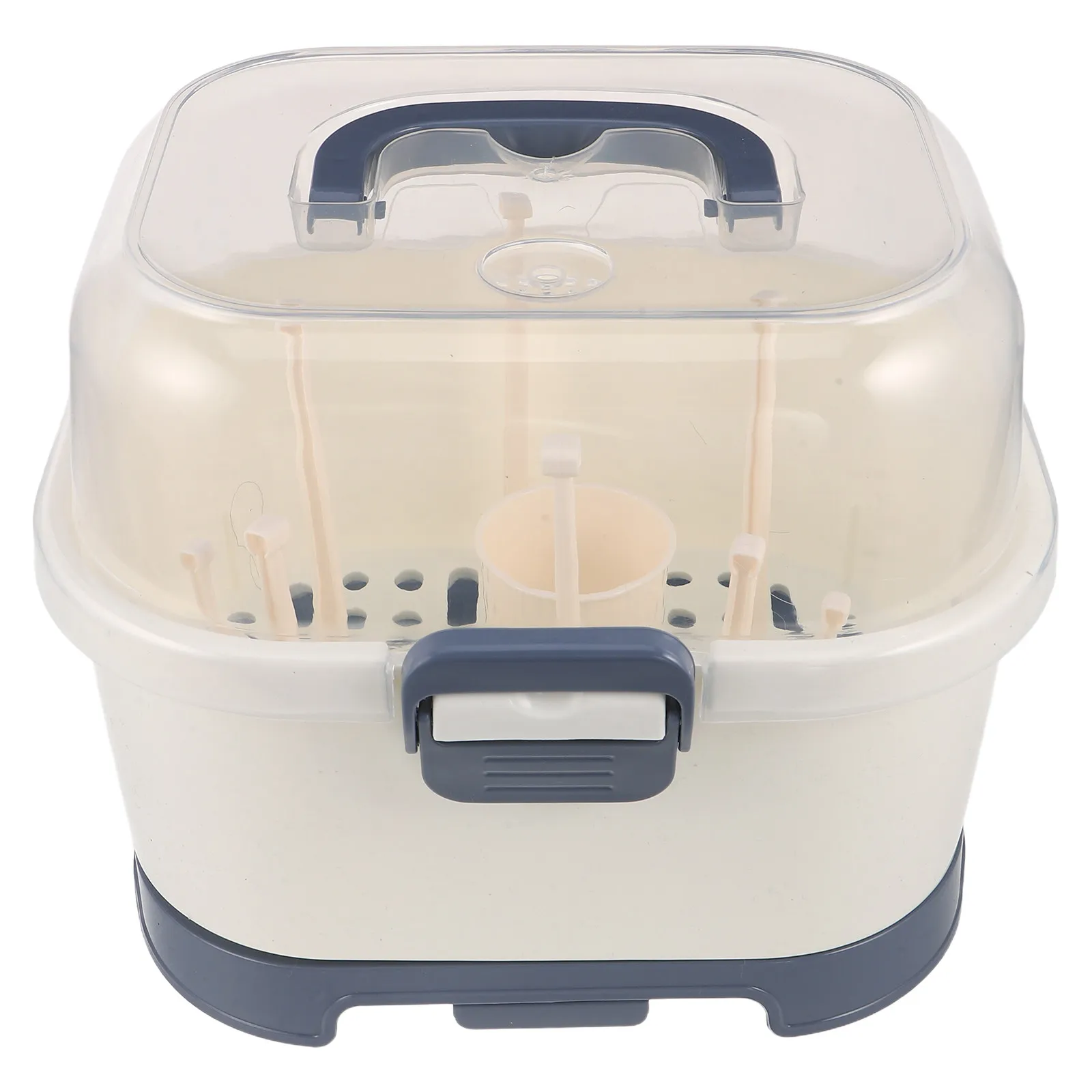 Baby Bottle Storage Organizer Portable Dustproof Covered Drying Rack with Drain Tray for Feeding Bottles Travel Home Countertop