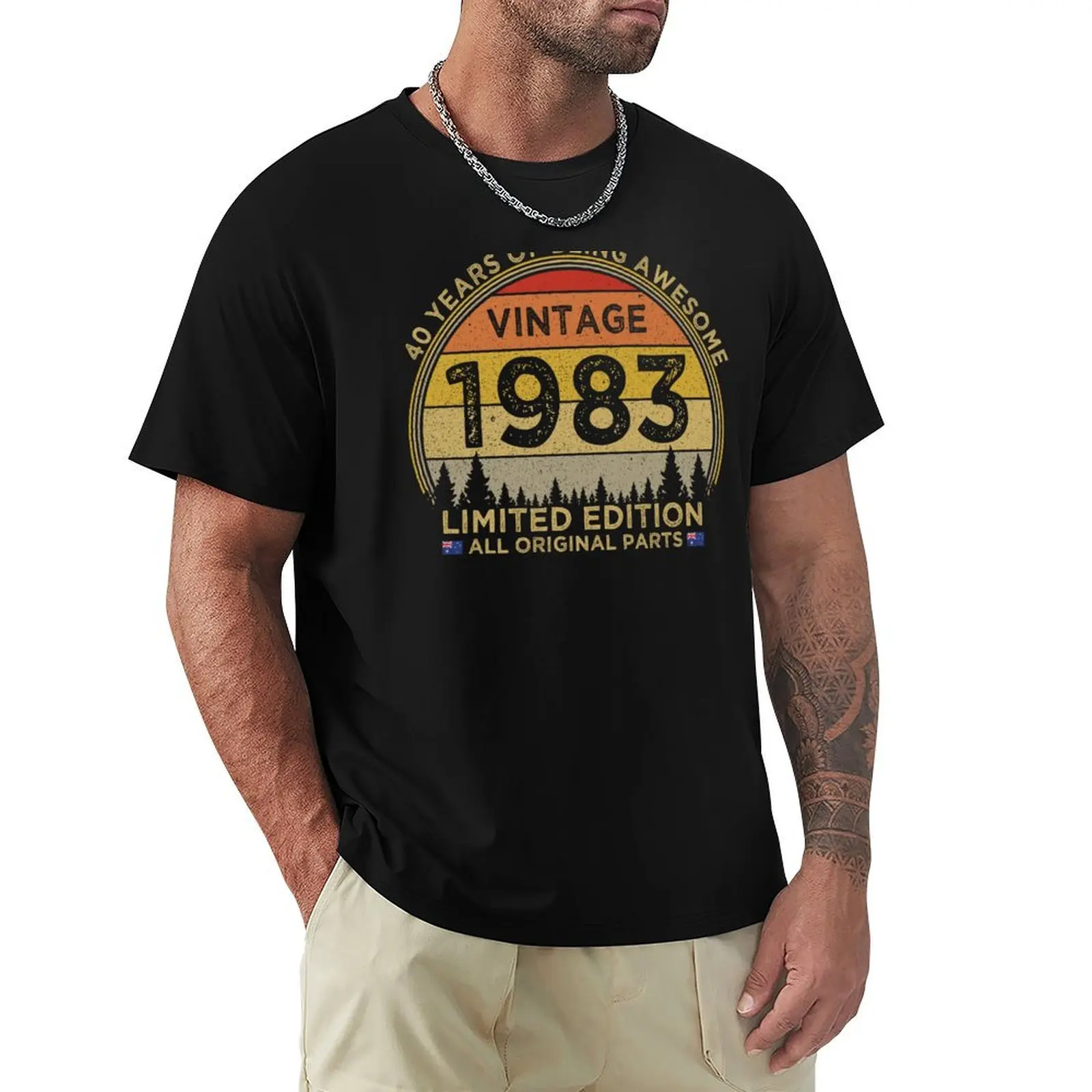 

40th Birthday Vintage 1983 Limited Edition Patriotic Australia T-Shirt man clothes anime compression shirt men