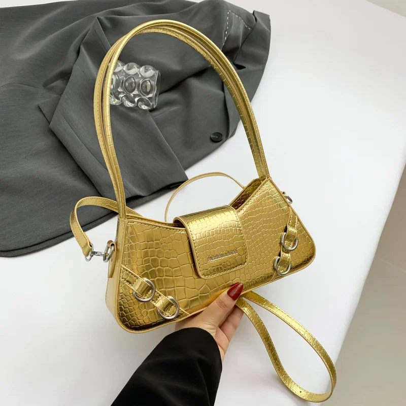 Fashion Underarm Tote Shopper Bag Luxury Gold Silver Crocodile Leather Women's Shoulder Bag Orange Green Handbag Crossbody Bags