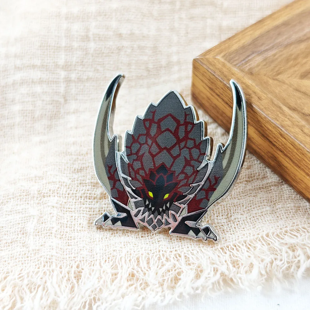 Cool Monster-Hunter Bazelgeuse Enamel Pin Game MHW MHR Monster Icon Brooch Metal Badge Lapel Pins Backpack Clothes Fans Gift view 4