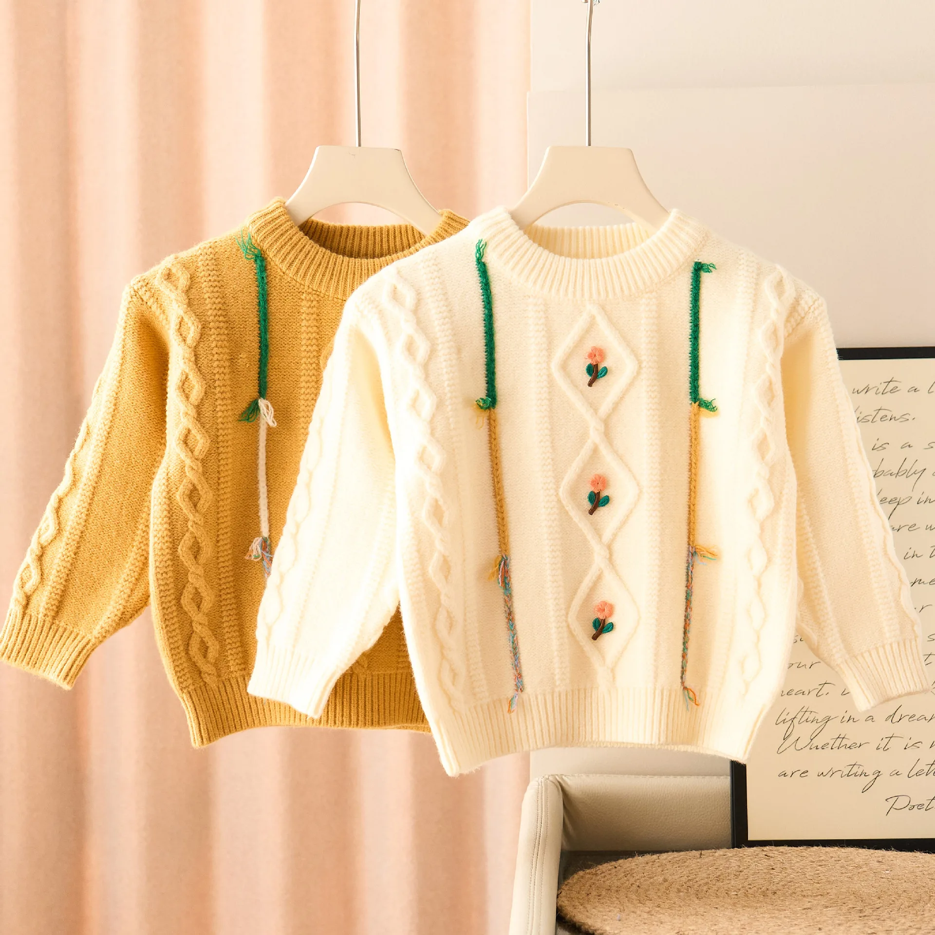 

Girls Sweaters Spring Autumn 2025 Children Woolen Jersey Tops Cute Clothing For Baby Girl Pullover Sweater Kid Knitted Outerwear