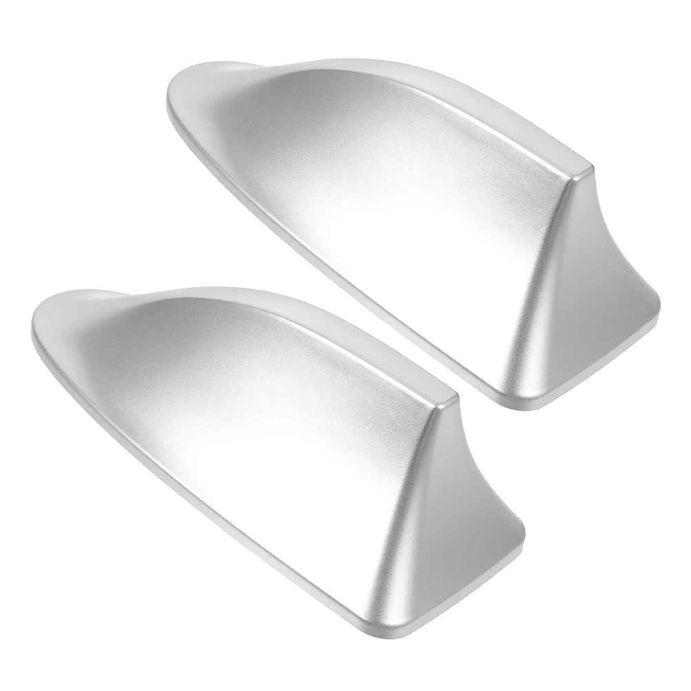 

2pcs Shark Fin Antenna Car Roof Accessories Replacement Mount Signal Radio Stable Firm No Drilling Silver Packaging