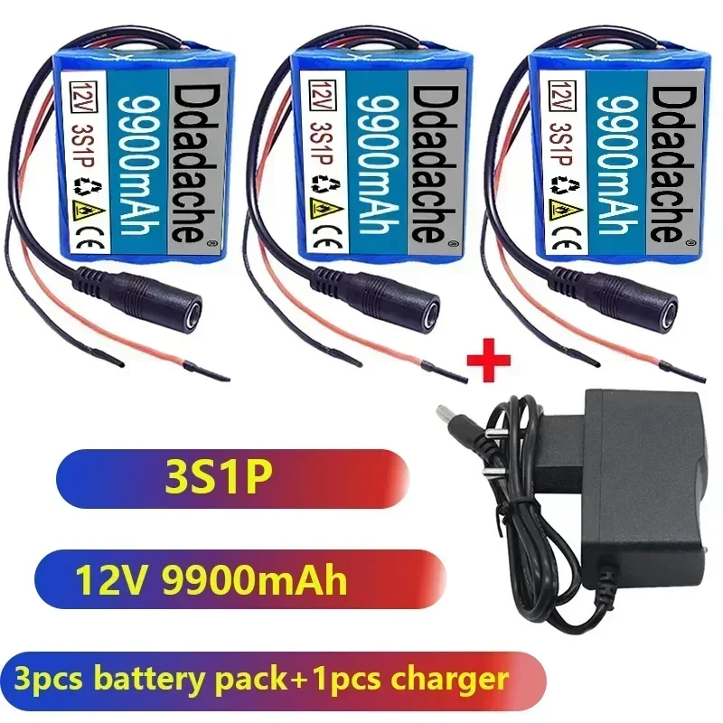 Envío Gratis nuevo tablero de protección 3S1P 12V 9900mAh batería 18650 LI-ION batería 12,6 V súper carga batería + cargador