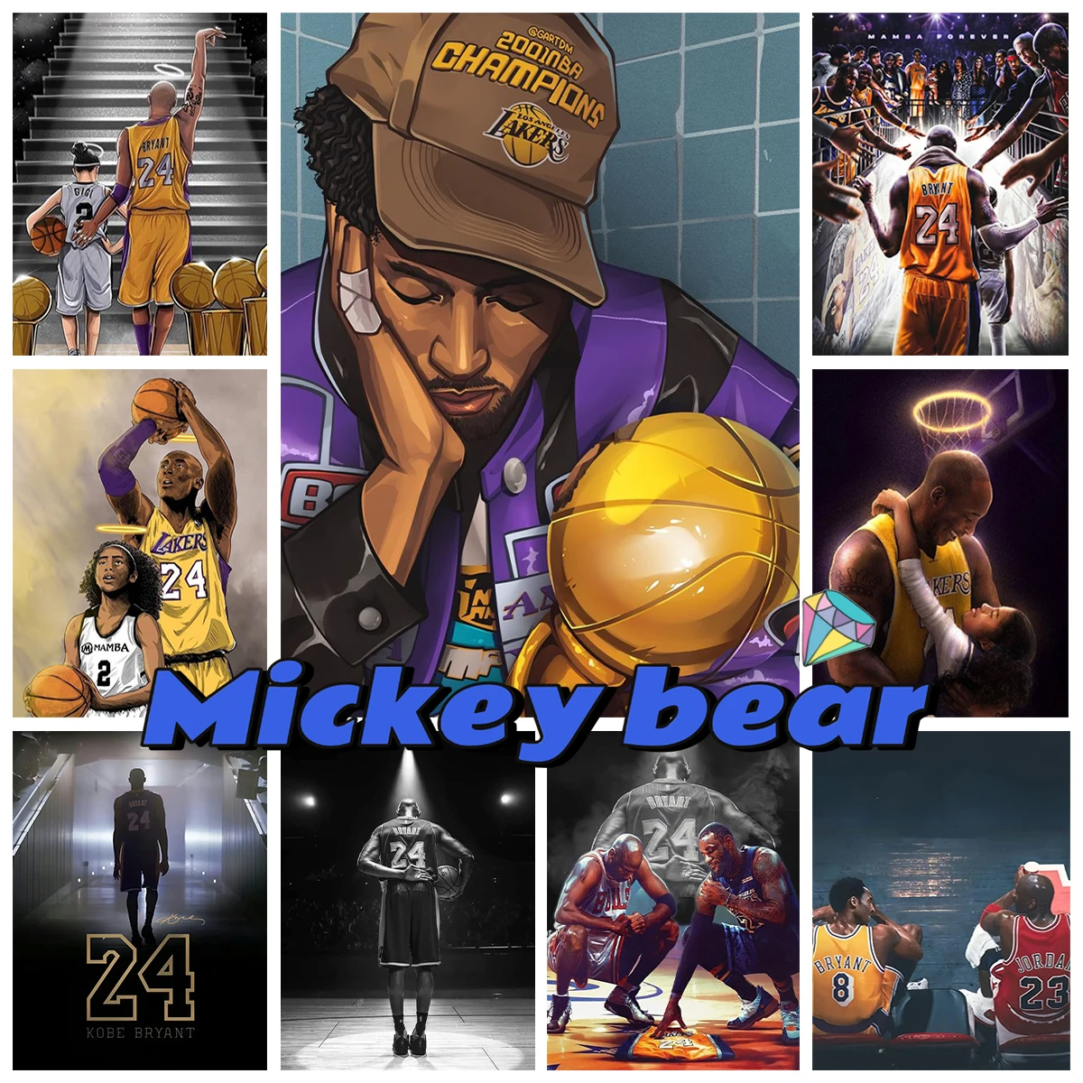 

Basketball Star 5D Diamond Painting K-Kobe Art Picture DIY Diamond Embroidery Basketball Fans Gift Mosaic Home Wall Decor