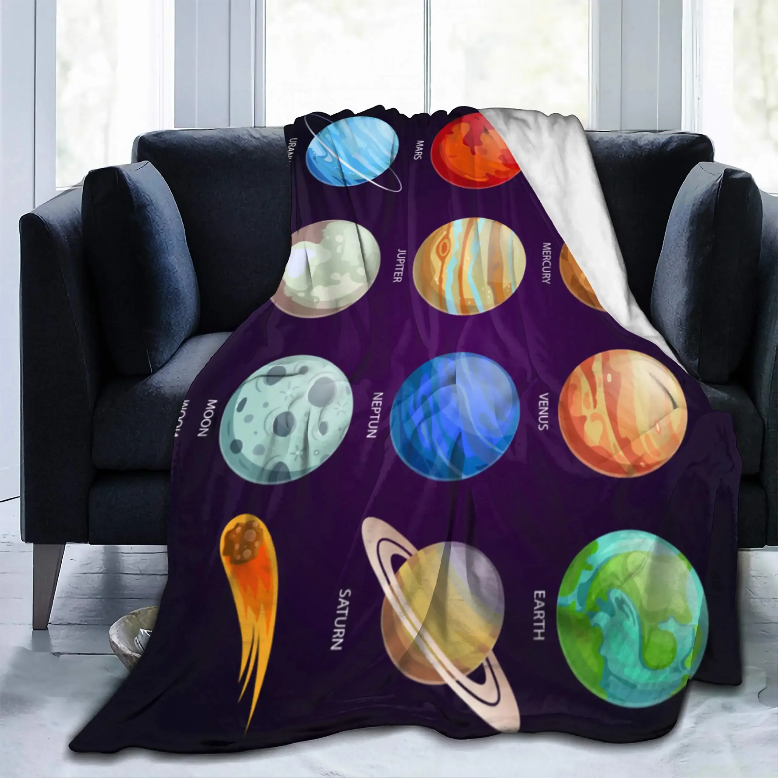 

Star Solar System Flannel Throw Blanket Soft Lightweight Cozy Couch Bed Gift All Seasons for Kid and Adult Travelling Camping