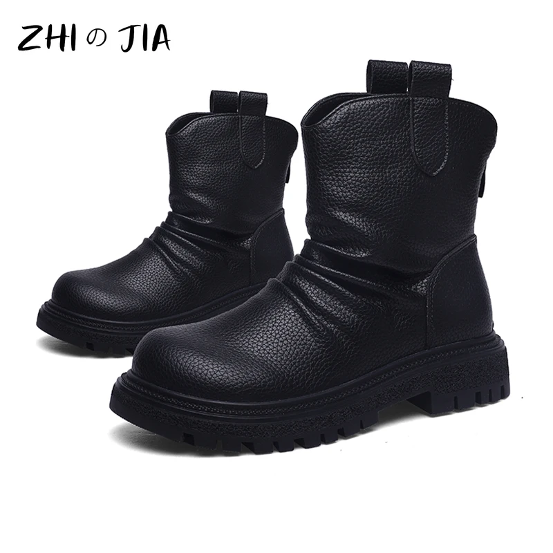 Girls High Top Boots Autumn Winter Fashion Leather Boots Cute Princess Shoes Fashion Anti Slip Sneakers 26-38