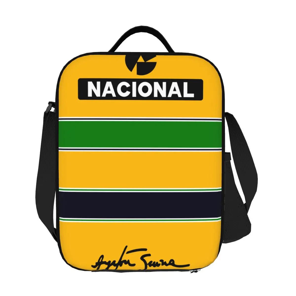 

Custom Ayrtons Brazilian Racing Driver Senna Thermal Insulated Lunch Bags Women Resuable Lunch Container for Bento Food Box