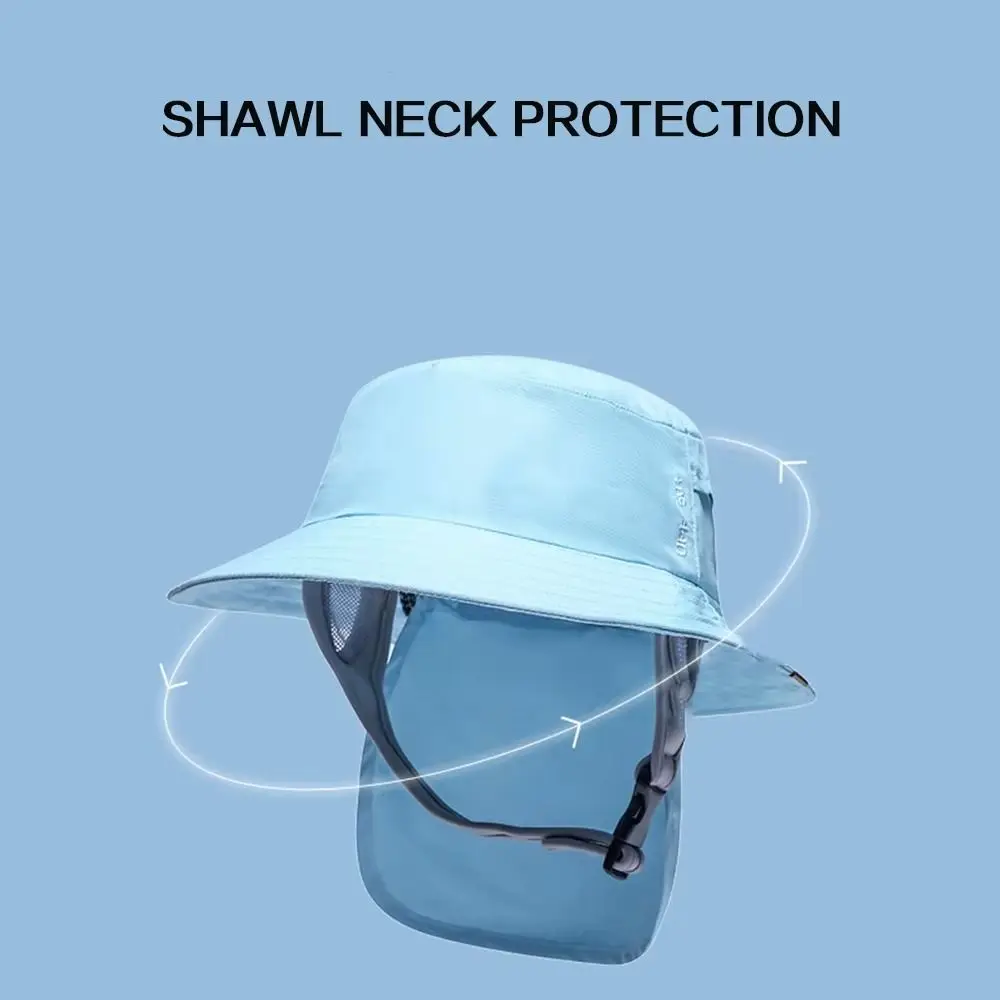 With Chin Strap Surfing Backet Hat Wide-brimmed Windproof Ladies Sun Hat Breathable Quick-drying Fisherman Cap Men Women