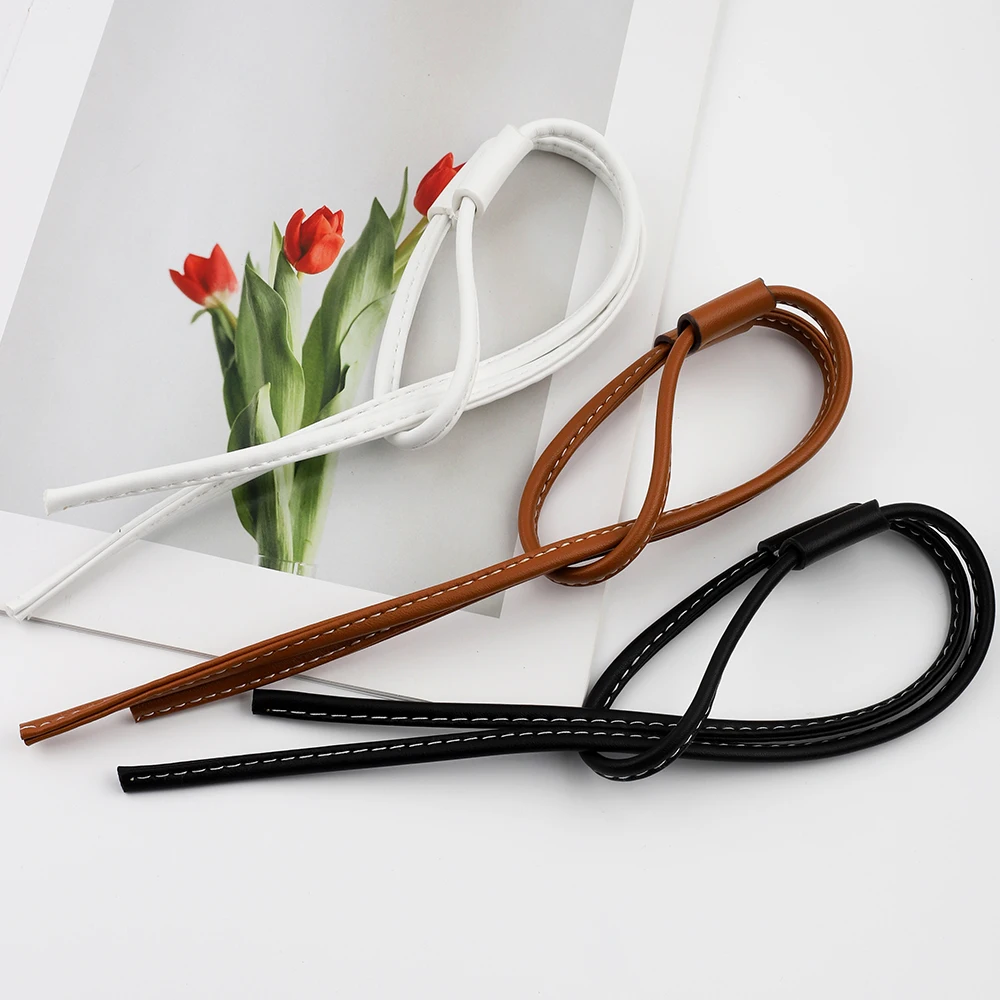 DIY Knitting szydełkowa torebka Tote torby z paskiem na ramię akcesoria ręcznie tkany materiał ze skóry PU uchwyty do toreb i części toreb