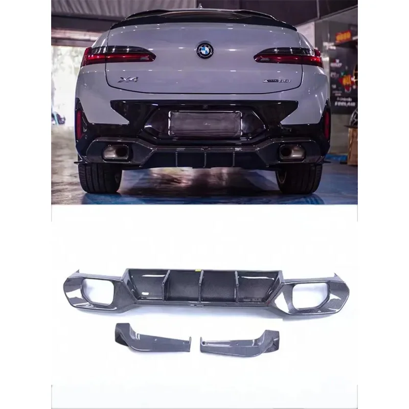 

For BMW G02 X4 LCI ReaI Carbon Fiber Bumper Rear Lip Spoiler Kit