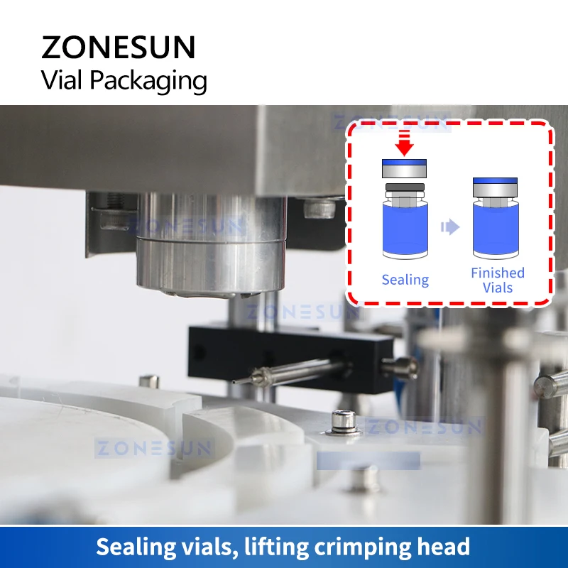ZONESUN Automatic Vial Liquid Filling Capping Packaging Machine Small Bottle Equipment with Vibratory Bowl Cap Feeder ZS-AFC20