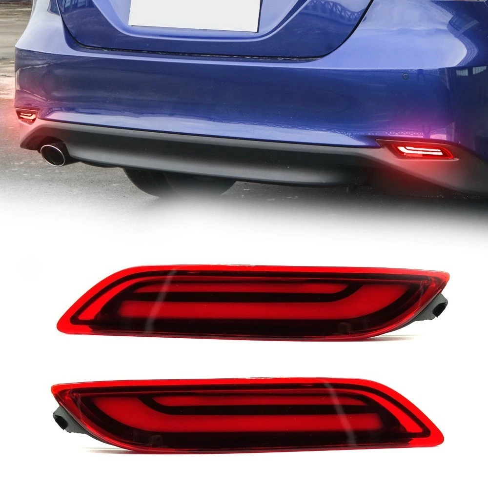 

Для Toyota Camry 2018-2024 2 шт. Автомобильный светодиодный отражатель заднего бампера DRL динамический указатель поворота стоп-сигналы 12 В дневники