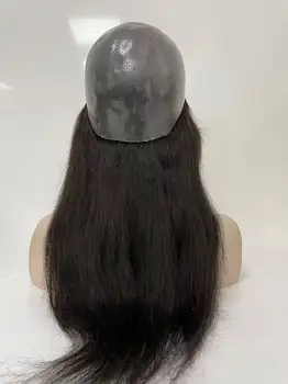 여성을위한 전체 Pu 매듭 기본 인간의 머리 가발 내구성 유대인 여성 가발 100% 인간의 머리카락 여성 가발 유지 및 청소가 용이함