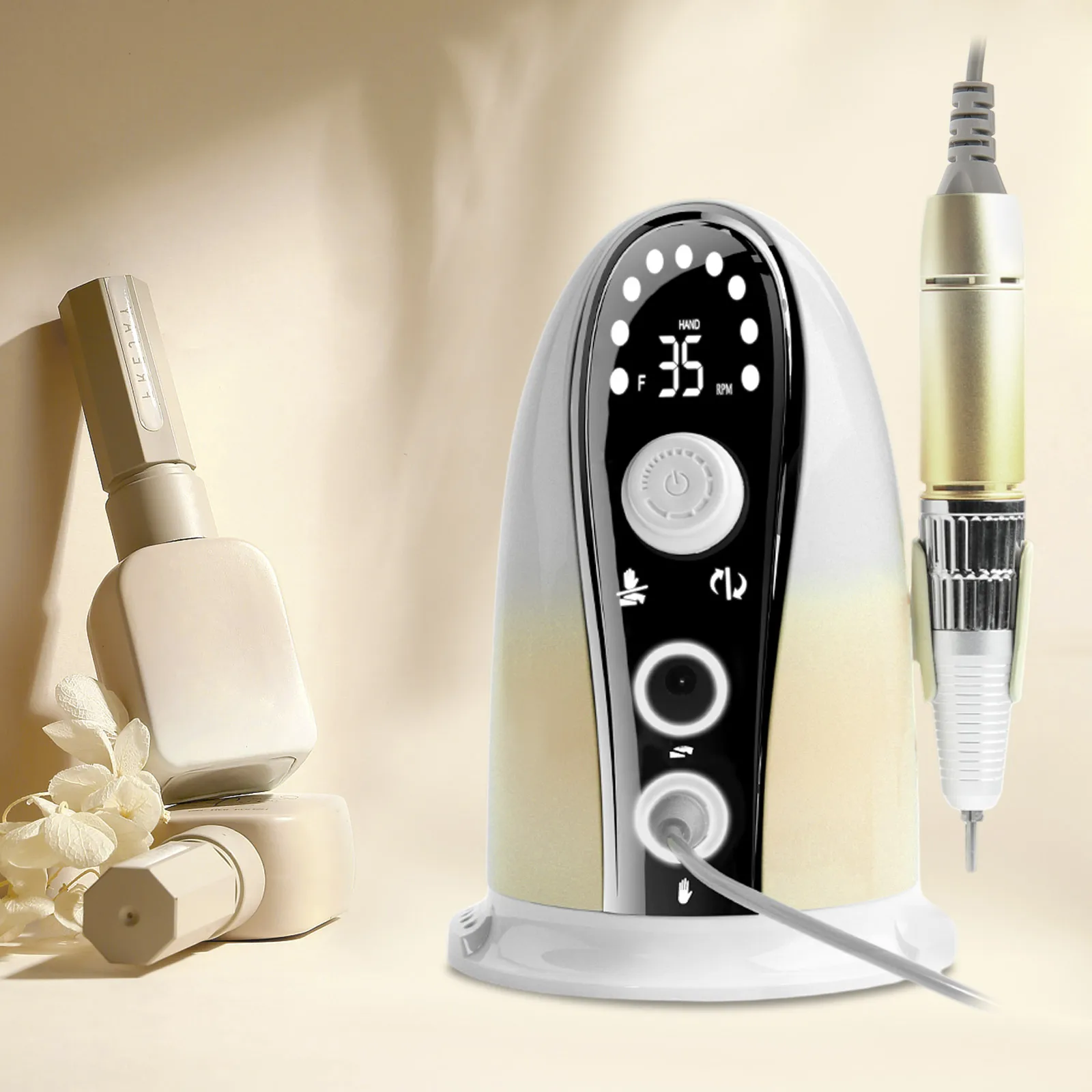 Trapano elettrico per unghie, lima per unghie con supporto per manipolo, strumento per lucidare manicure e pedicure per saloni di bellezza