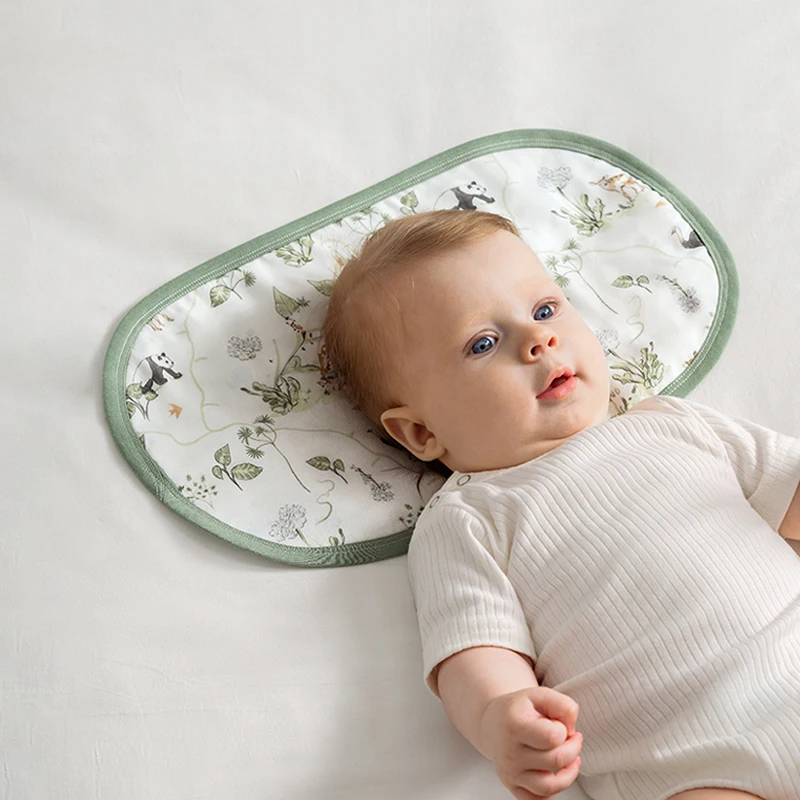 Breathable Bamboo Cotton Gauze Baby Pillow for Newborn 0-6 Months Anti-Spit-Up Infant Pillow with Pillowcase Class A Certified